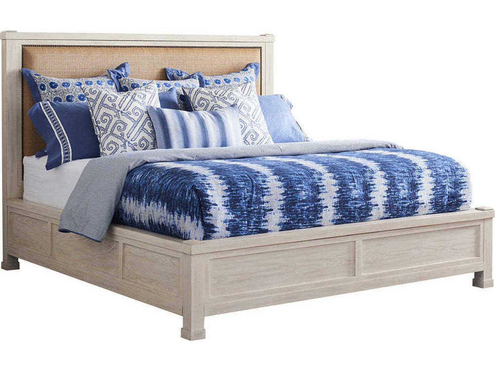 Shorecliff King Canopy Bed in Sailcloth with Raffia Headboard