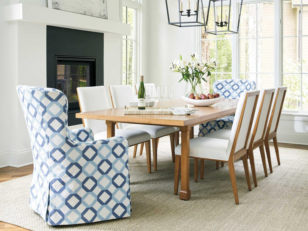 Laguna Aliso Upholstered Host Armchair with Casters in Linen White