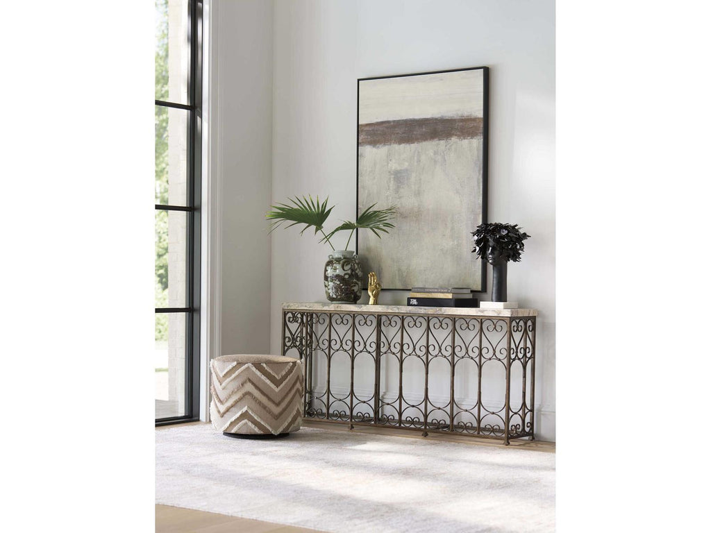 Fletcher 74-Inch Metal Console Table with Verrado Stone Top