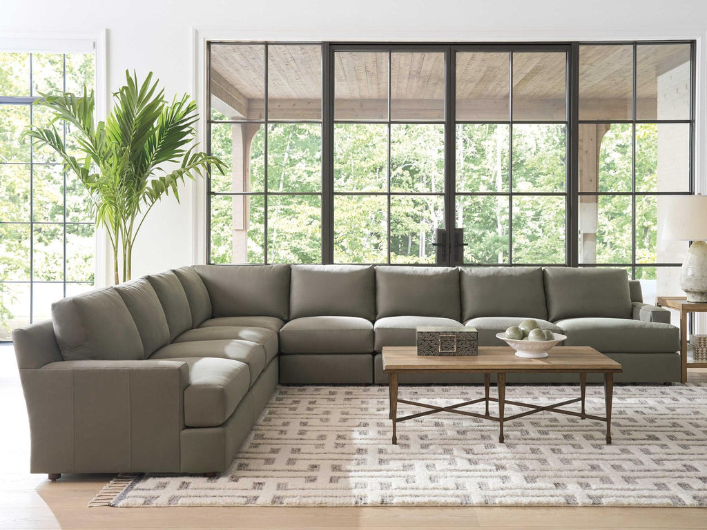 Upholstery Millington Green Leather Sectional Sofa