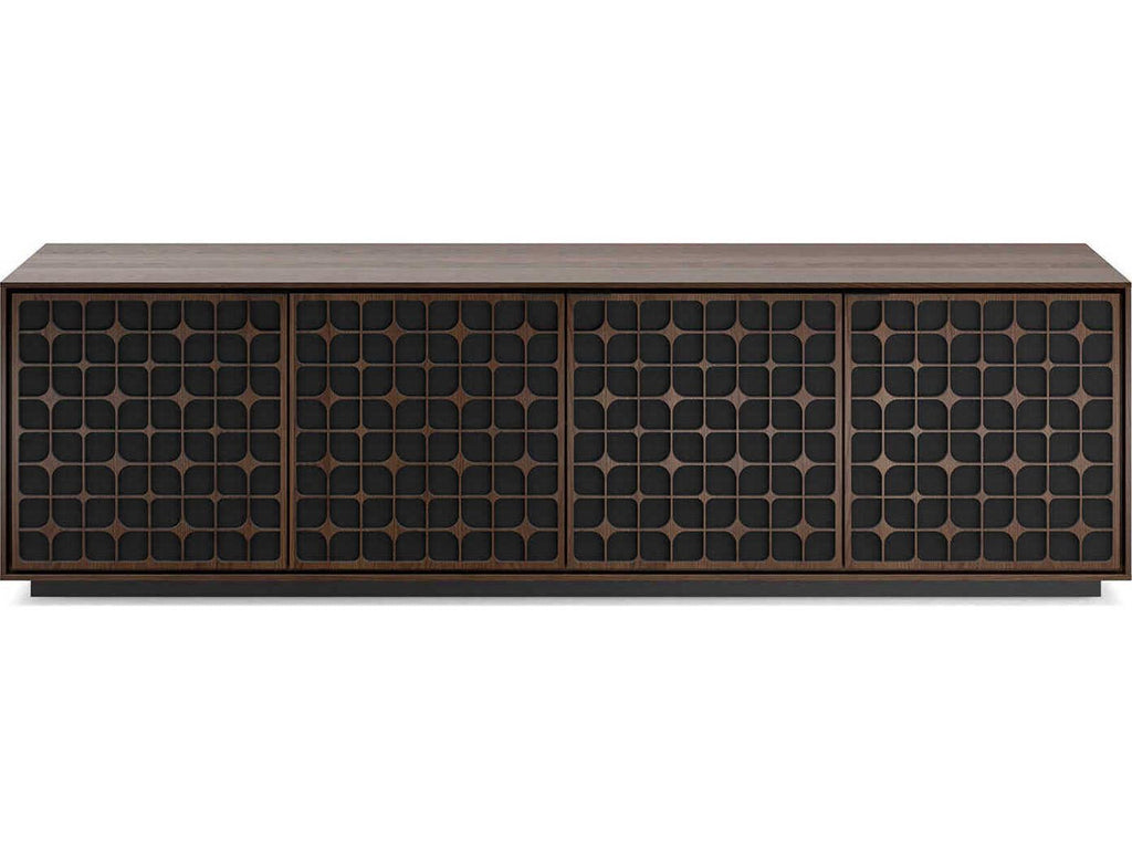 Elements Constellation 82-Inch Media Cabinet with Rolling Plinth Base in Toasted Oak