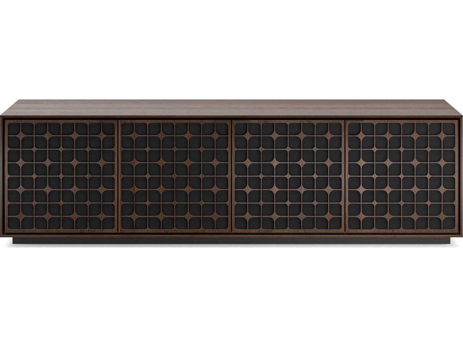 Elements Constellation 82-Inch Media Cabinet with Rolling Plinth Base in Toasted Oak