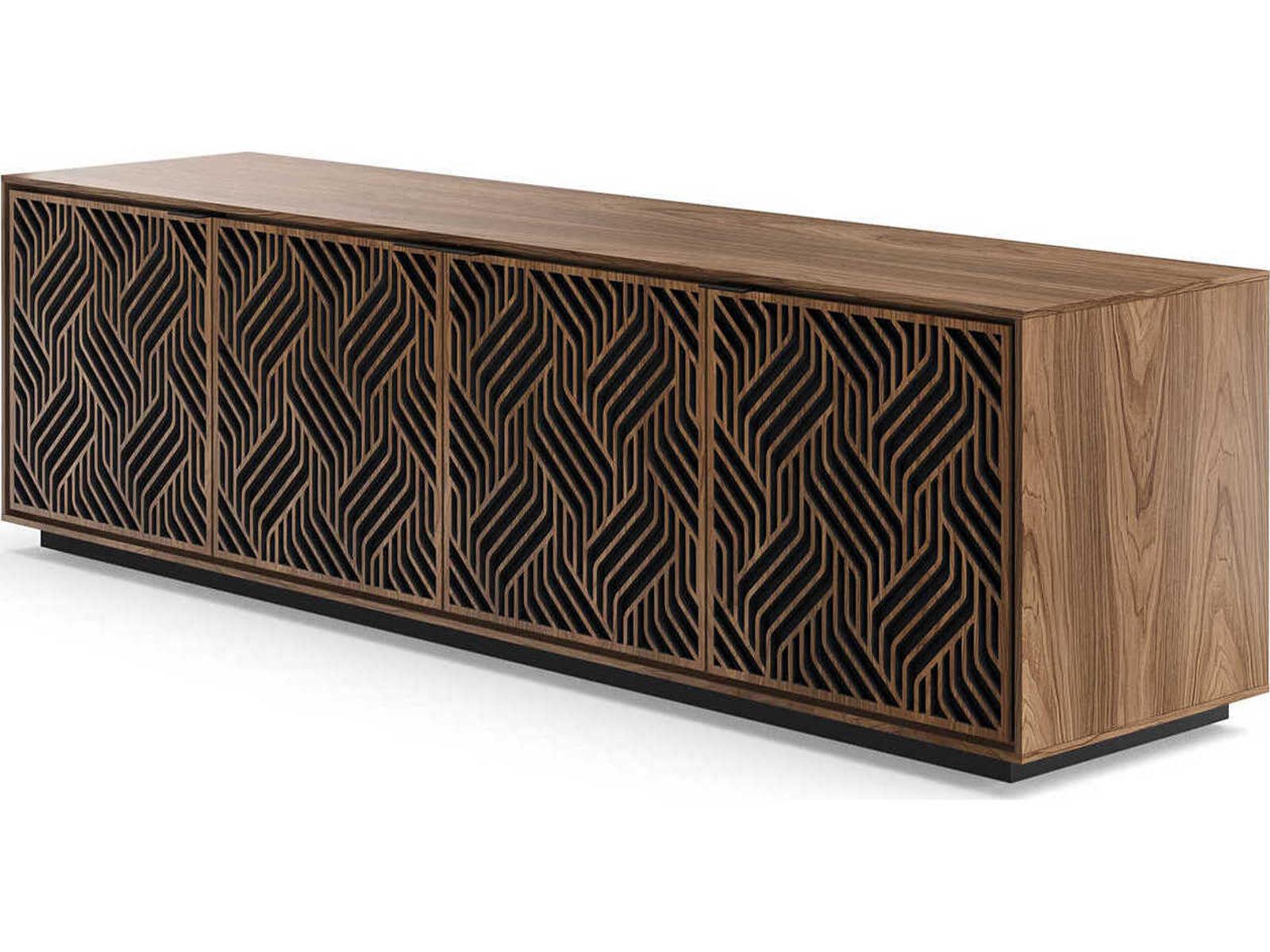 Elements 8703-WE Media Cabinet with Weave Doors in Natural Walnut