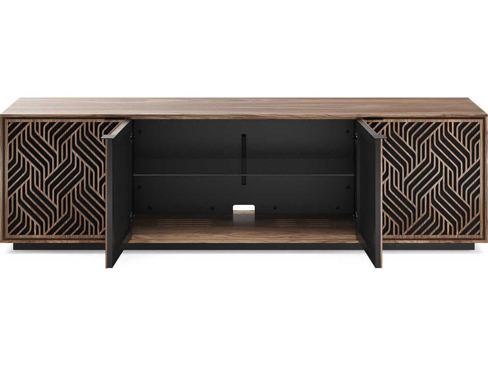 Elements 8703-WE Media Cabinet with Weave Doors in Natural Walnut