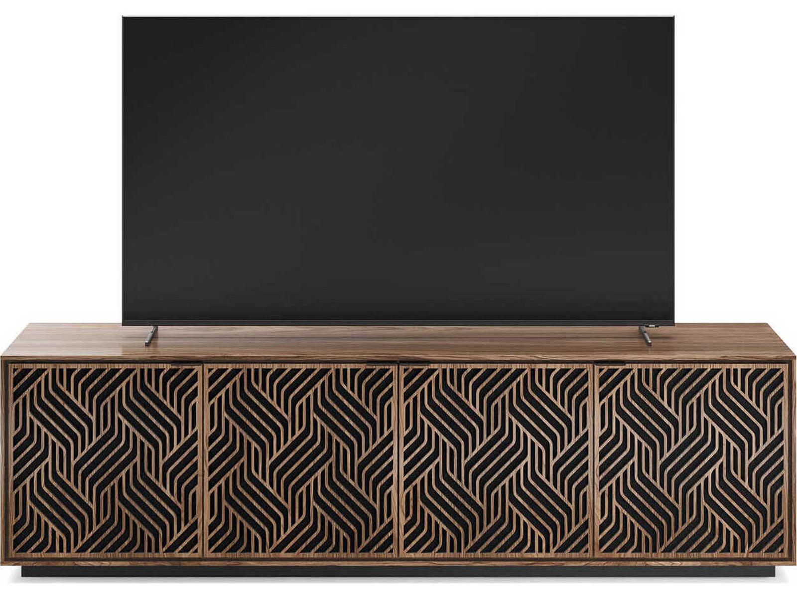 Elements 8703-WE Media Cabinet with Weave Doors in Natural Walnut