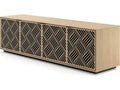 Elements 8703 Weave Media Storage Cabinet Washed Oak with Rolling Plinth Base