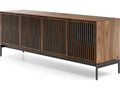 Elements Tune 4-Door Media Console Table in Natural Walnut