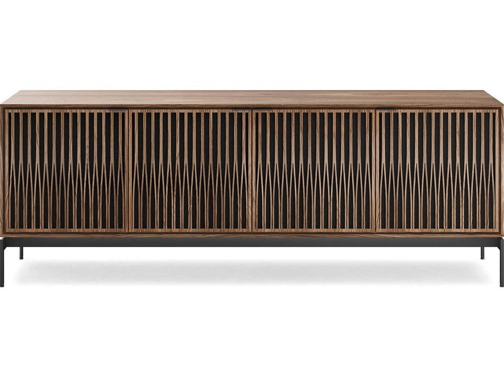 Elements Tune 4-Door Media Console Table in Natural Walnut