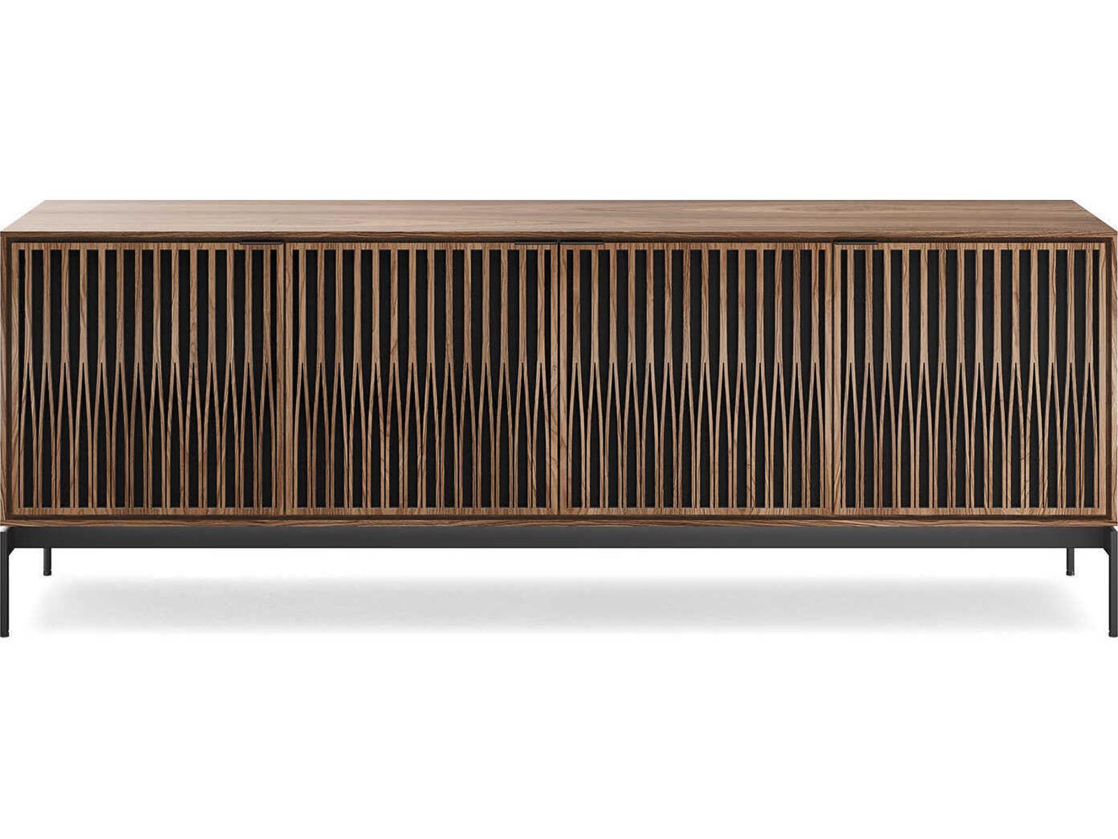 Elements Tune 4-Door Media Console Table in Natural Walnut