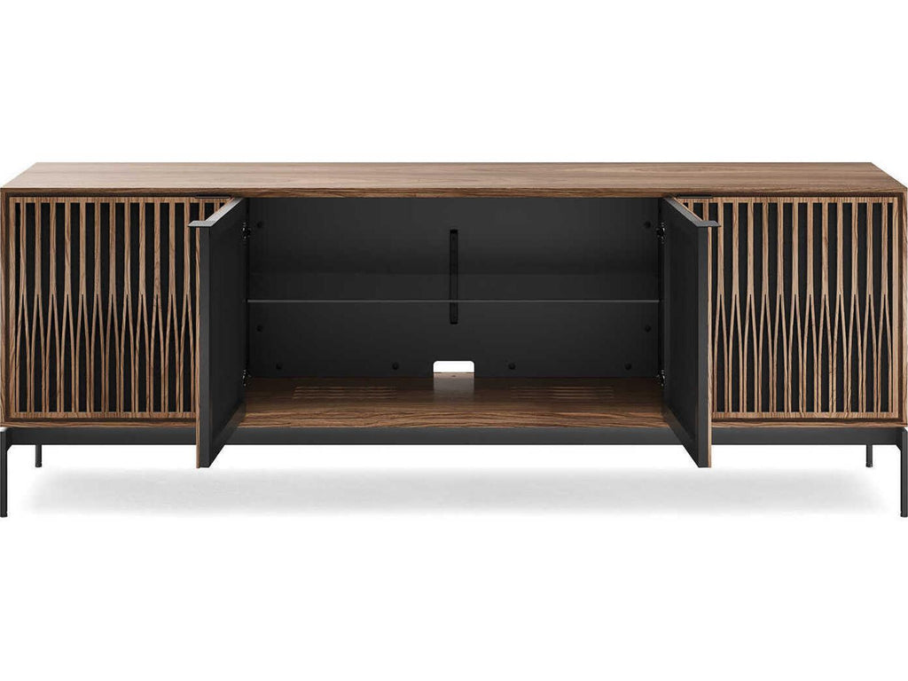 Elements Tune 4-Door Media Console Table in Natural Walnut