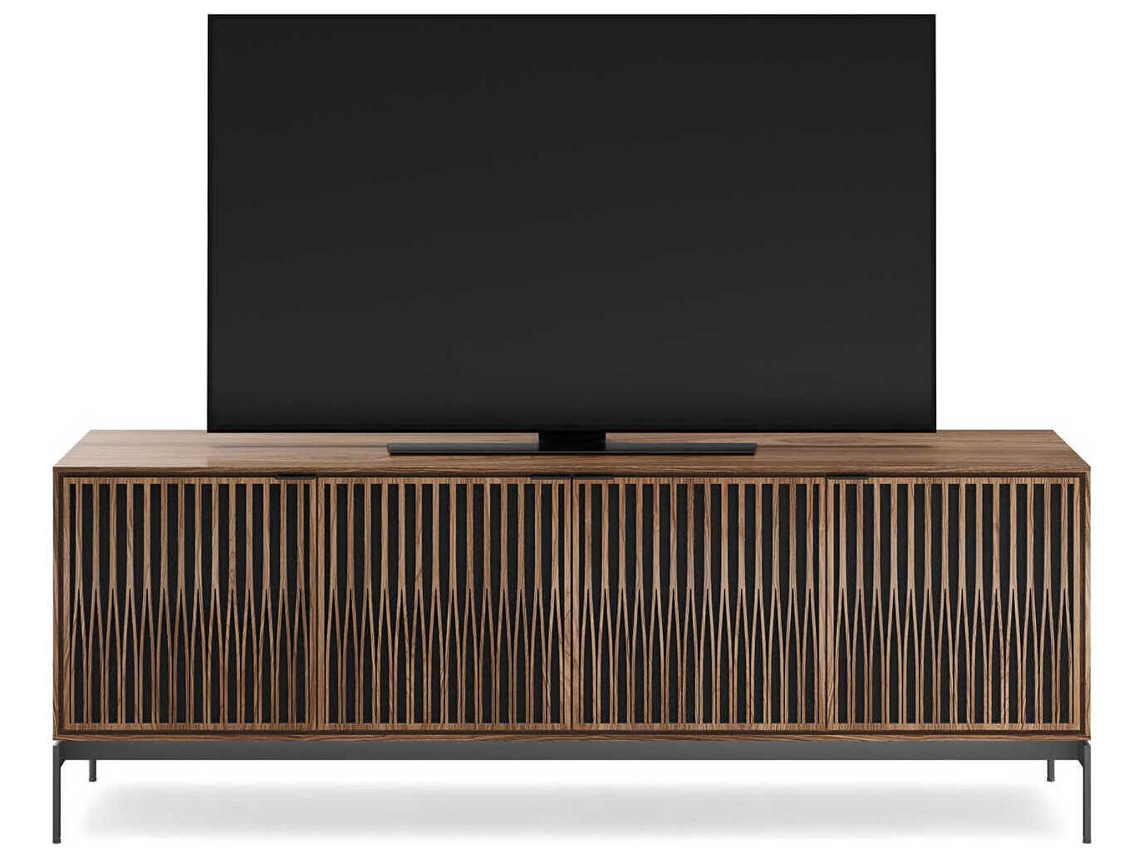 Elements Tune 4-Door Media Console Table in Natural Walnut