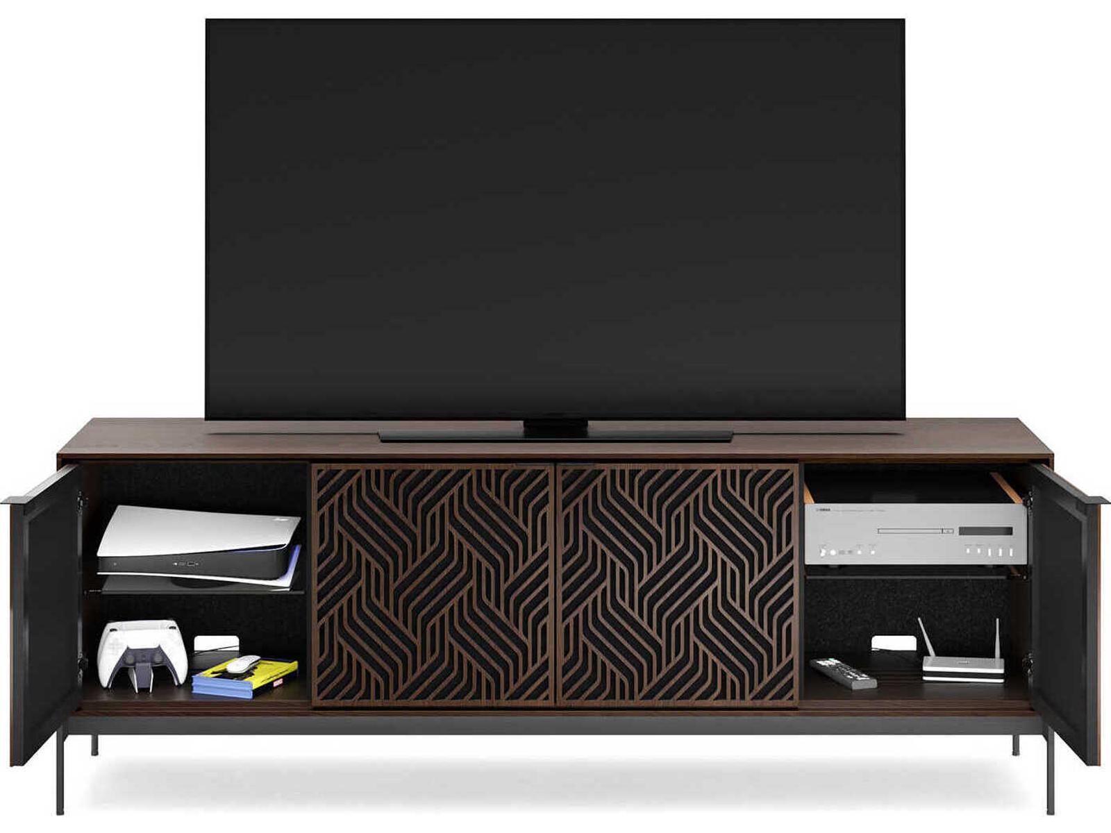 Elements Weave 8709 Media Console with Console Base in Toasted Oak