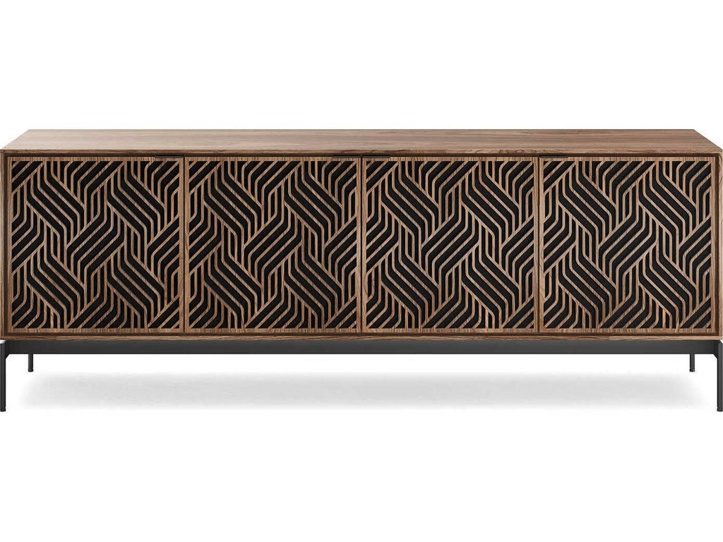 Elements Weave Media Console for 85 Inch TVs Natural Walnut