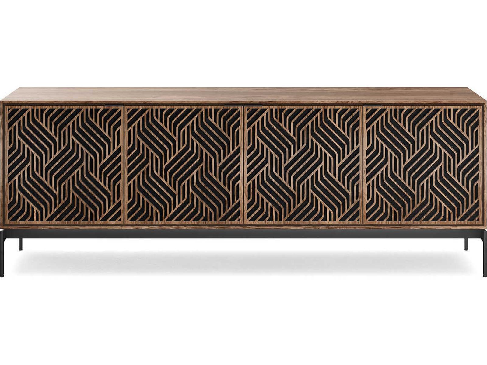 Elements Weave Media Console for 85 Inch TVs Natural Walnut