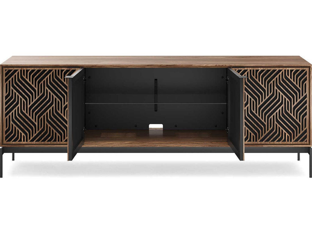 Elements Weave Media Console for 85 Inch TVs Natural Walnut