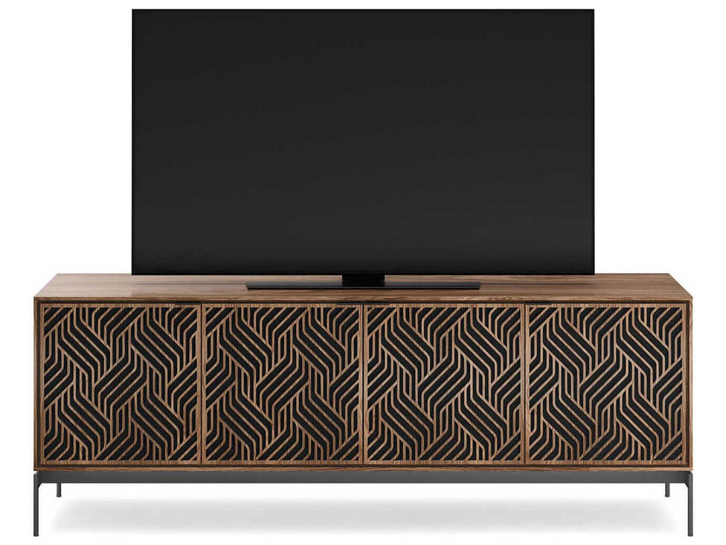 Elements Weave Media Console for 85 Inch TVs Natural Walnut