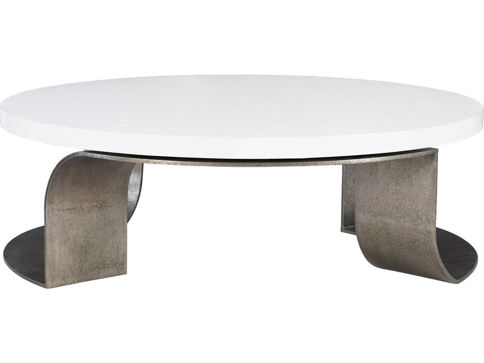 Interiors Catalina Round Coffee Table in White Plaster and Graphite