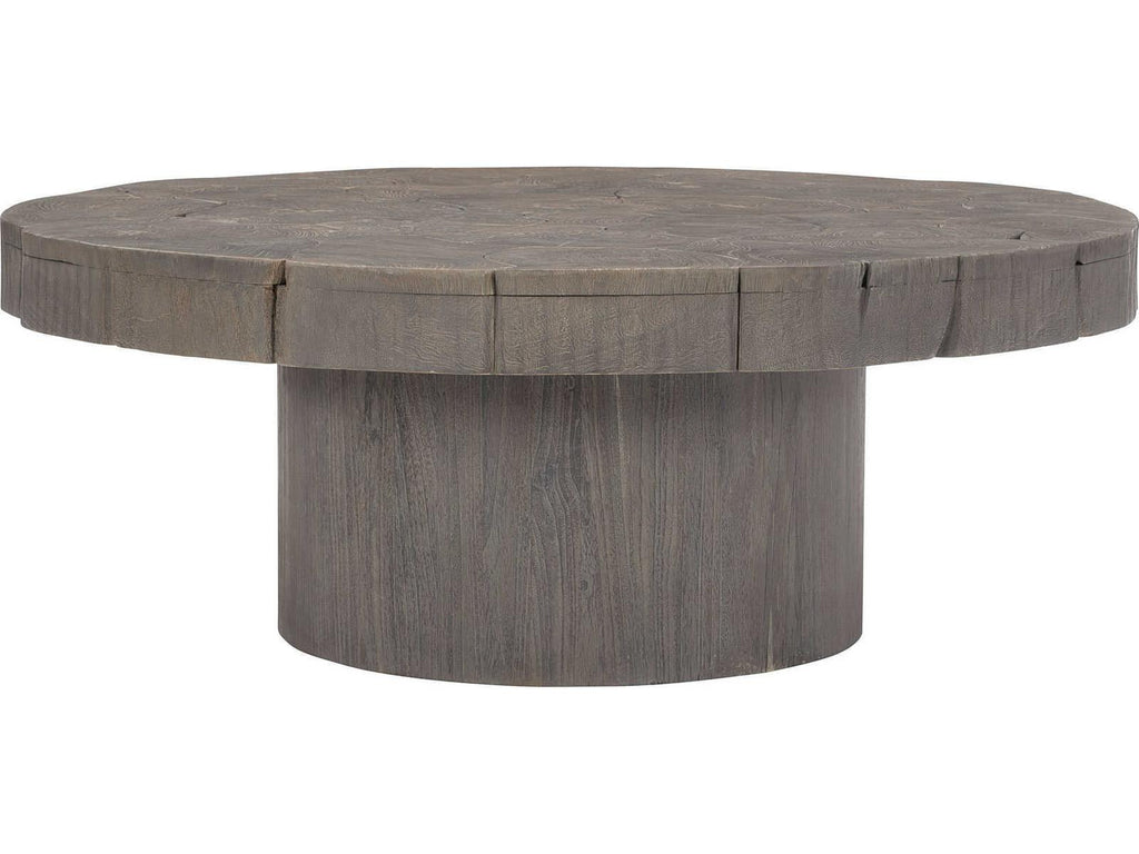 Calavaras Round Cocktail Table Sliced Teak Smoked Truffle