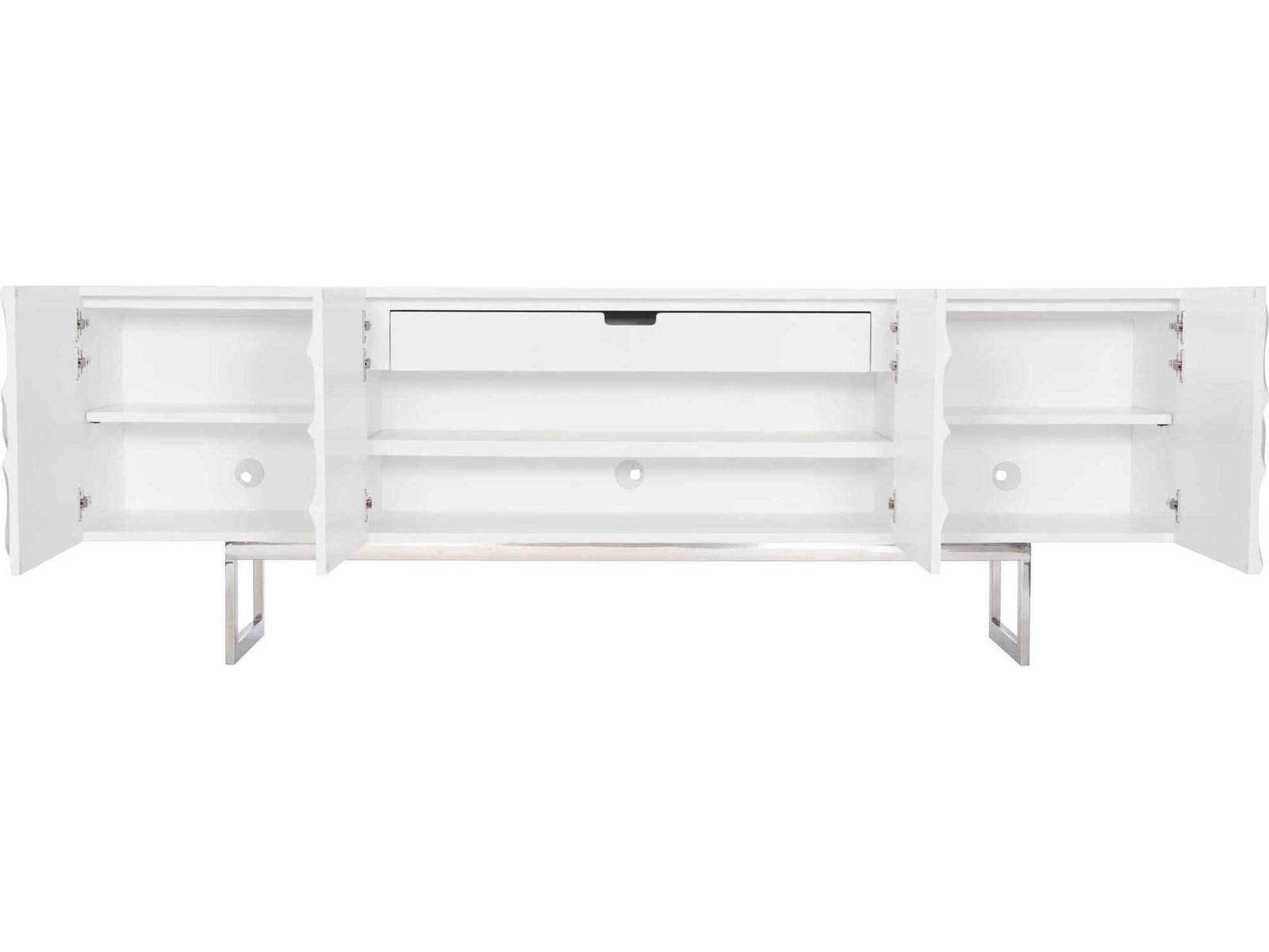Penrose Entertainment Credenza White Plaster with Floral Design