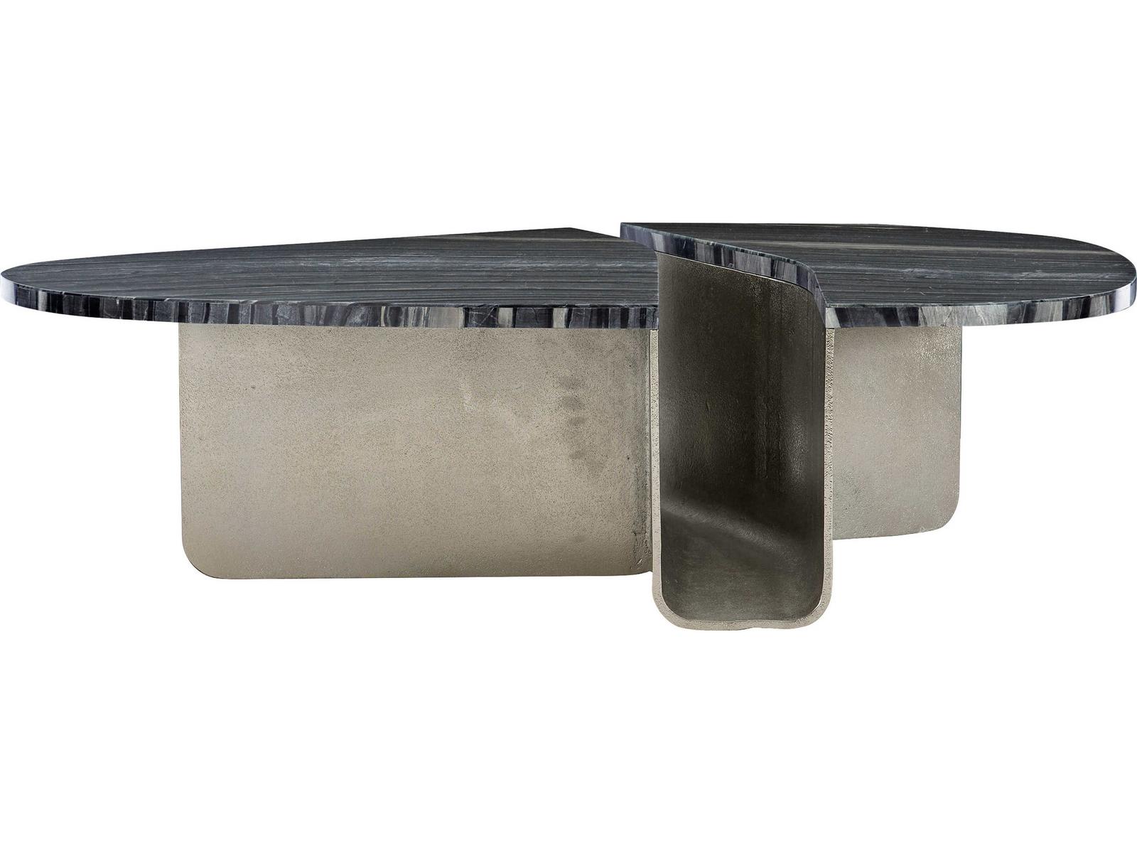 Interiors Tegan Rectangle Coffee Table in Black Forest Marble and Nickel