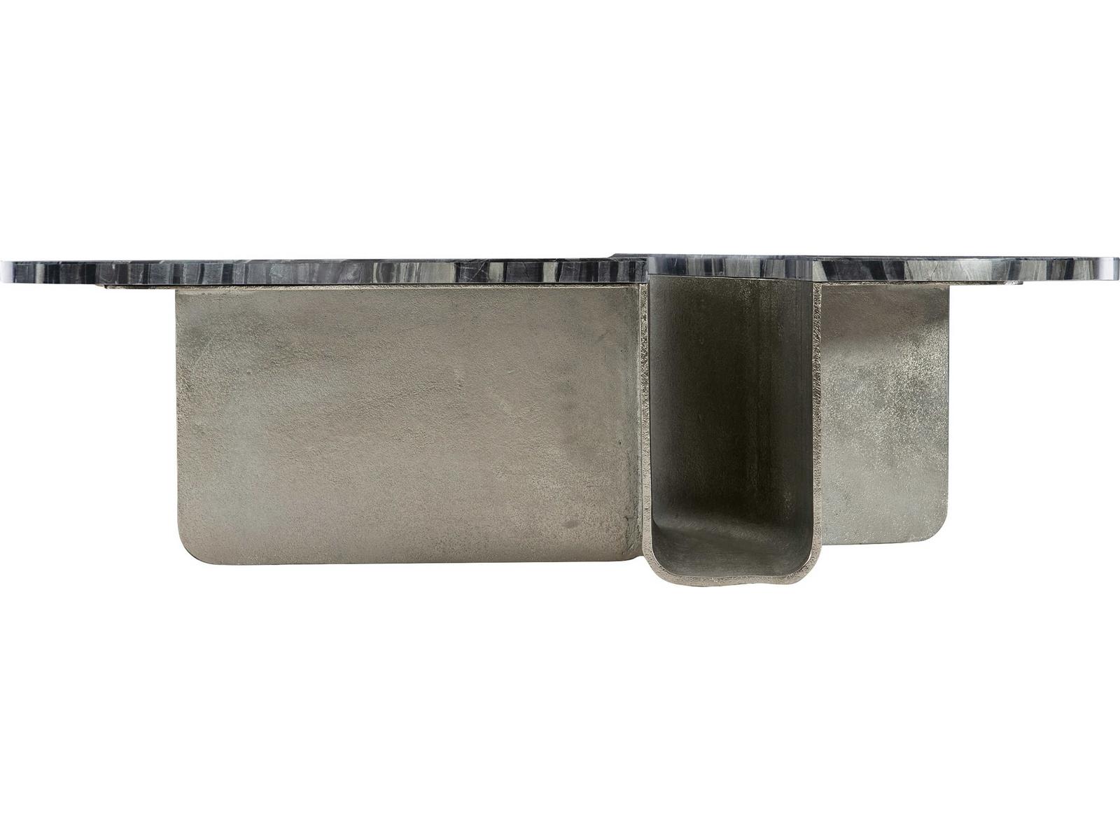 Interiors Tegan Rectangle Coffee Table in Black Forest Marble and Nickel