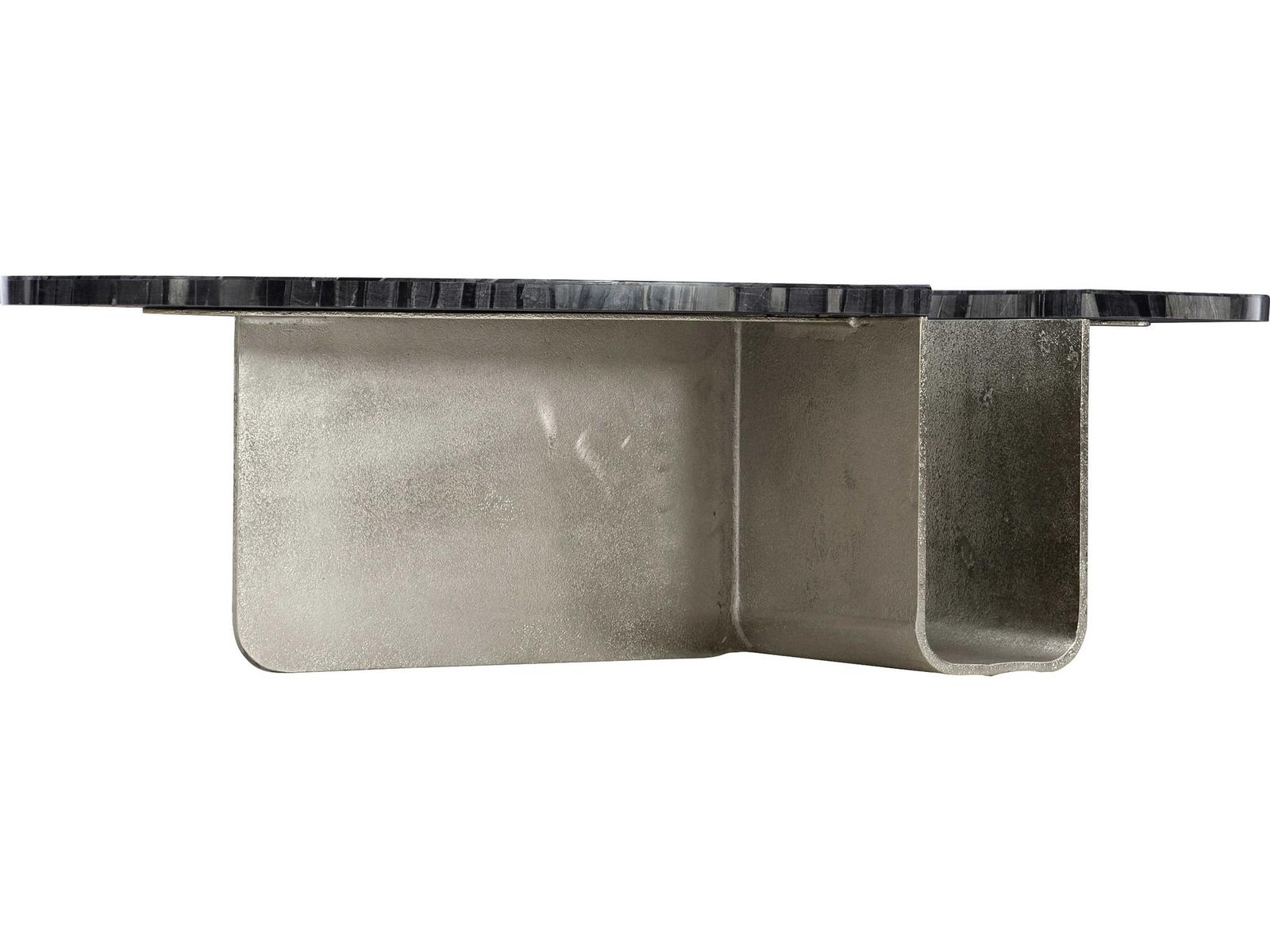 Interiors Tegan Rectangle Coffee Table in Black Forest Marble and Nickel