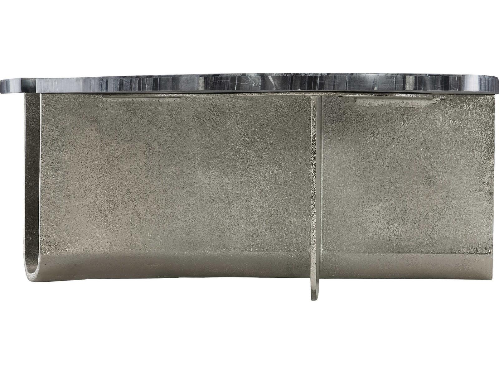 Interiors Tegan Rectangle Coffee Table in Black Forest Marble and Nickel