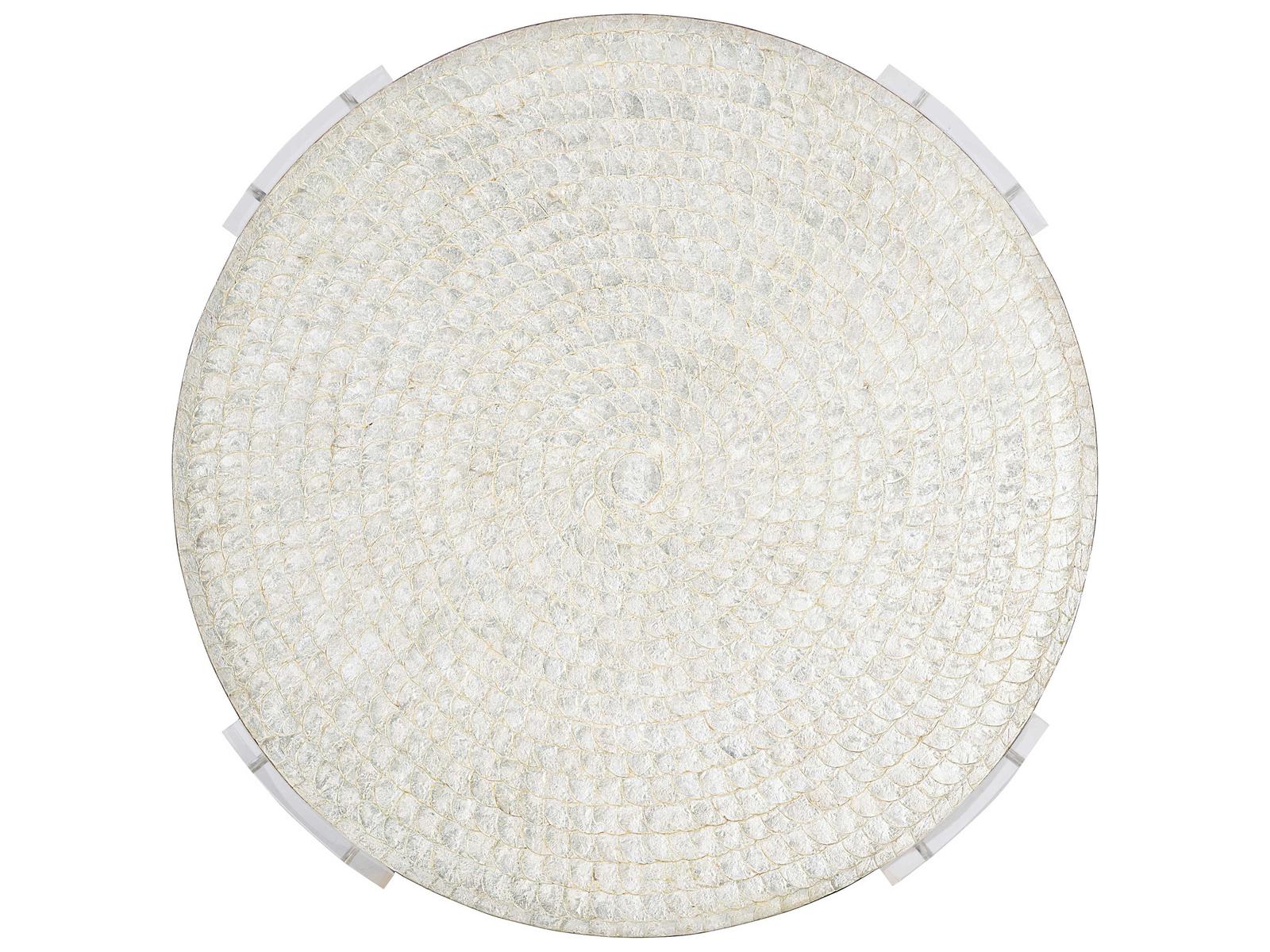 Pearle Round Cocktail Table with Capiz Shell Top and Acrylic Legs