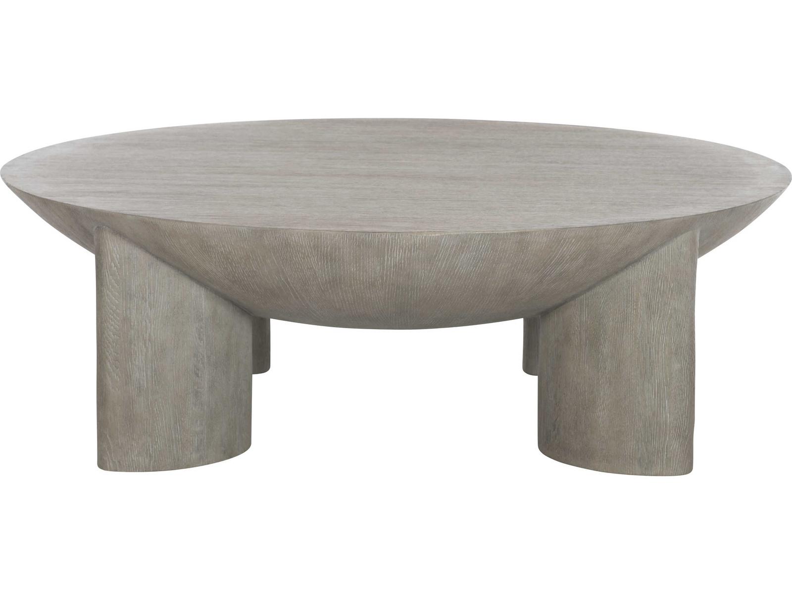 Renzo Round Coffee Table with Cast Resin Base in Weathered Flint