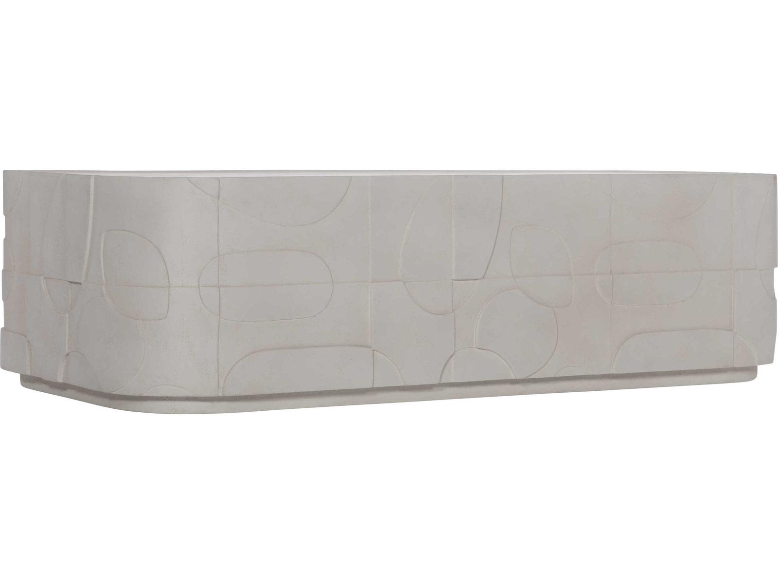 Interiors Zina Rectangular Stonecast Cocktail Table Natural Finish