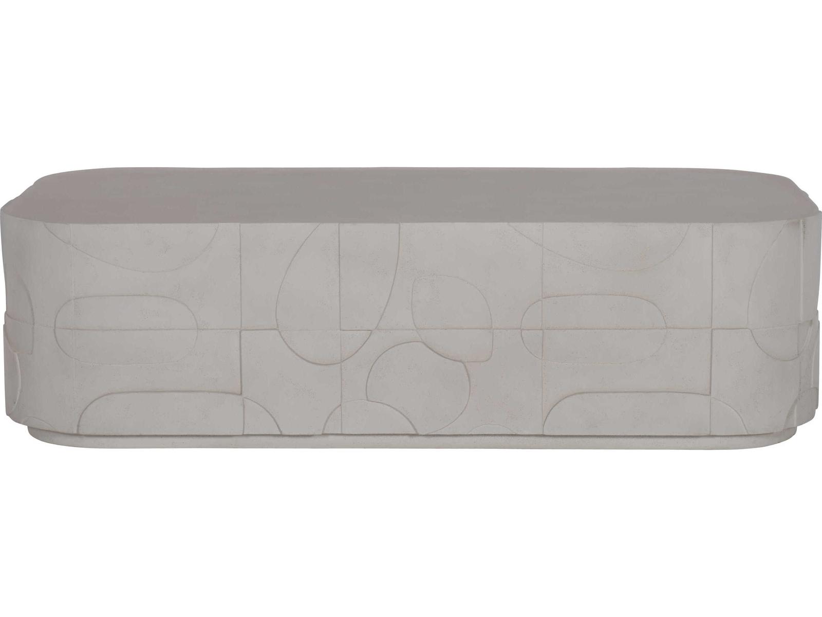 Interiors Zina Rectangular Stonecast Cocktail Table Natural Finish