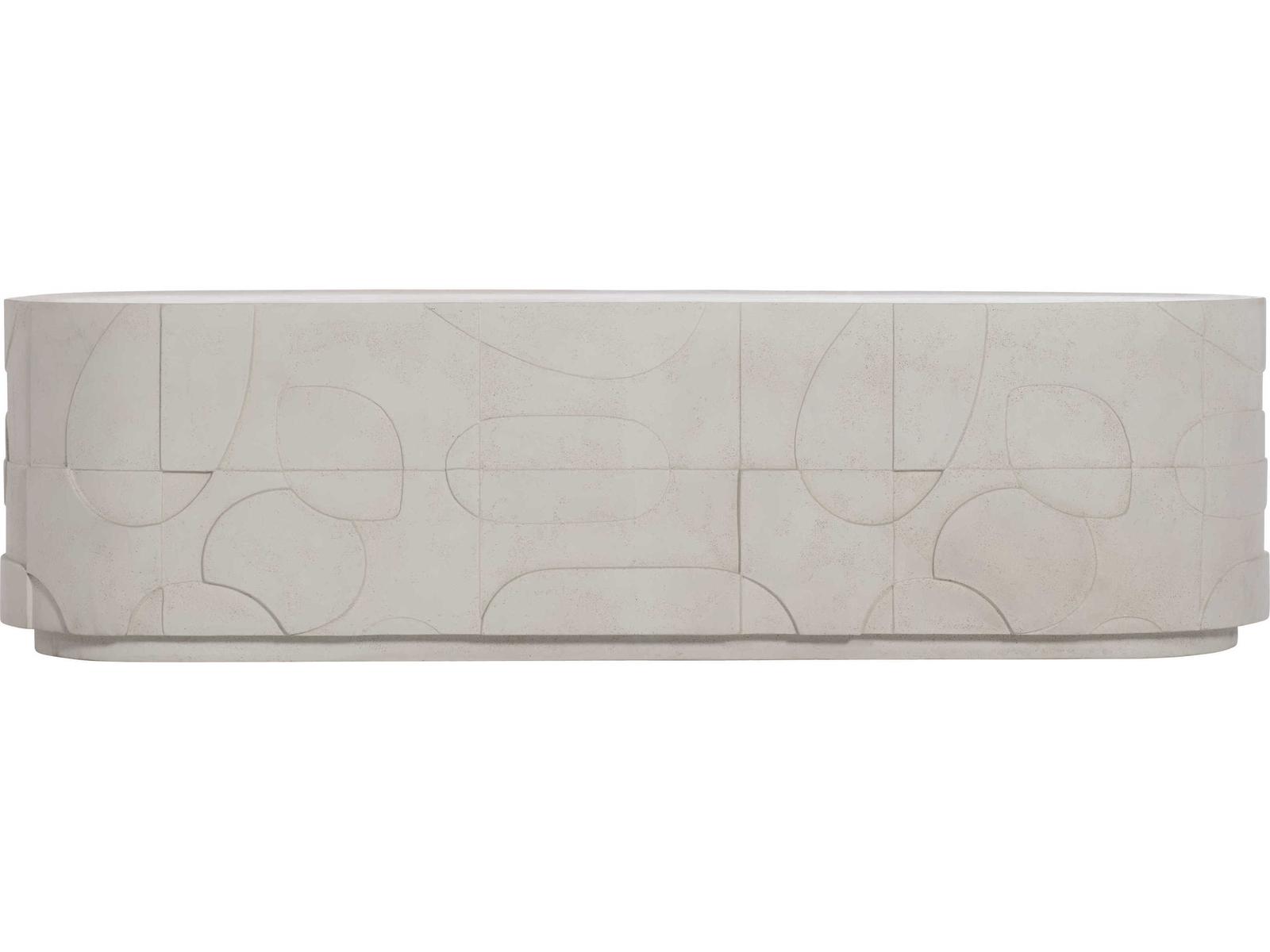 Interiors Zina Rectangular Stonecast Cocktail Table Natural Finish