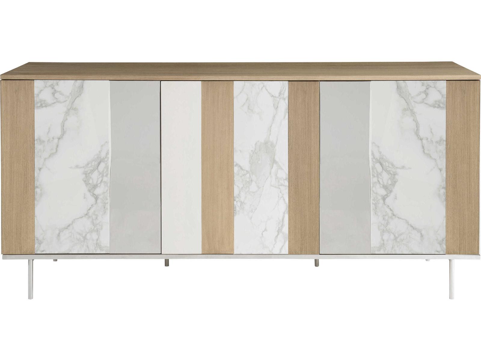 Modulum 3-Door Buffet Faux Marble Stainless Steel Sahara Finish
