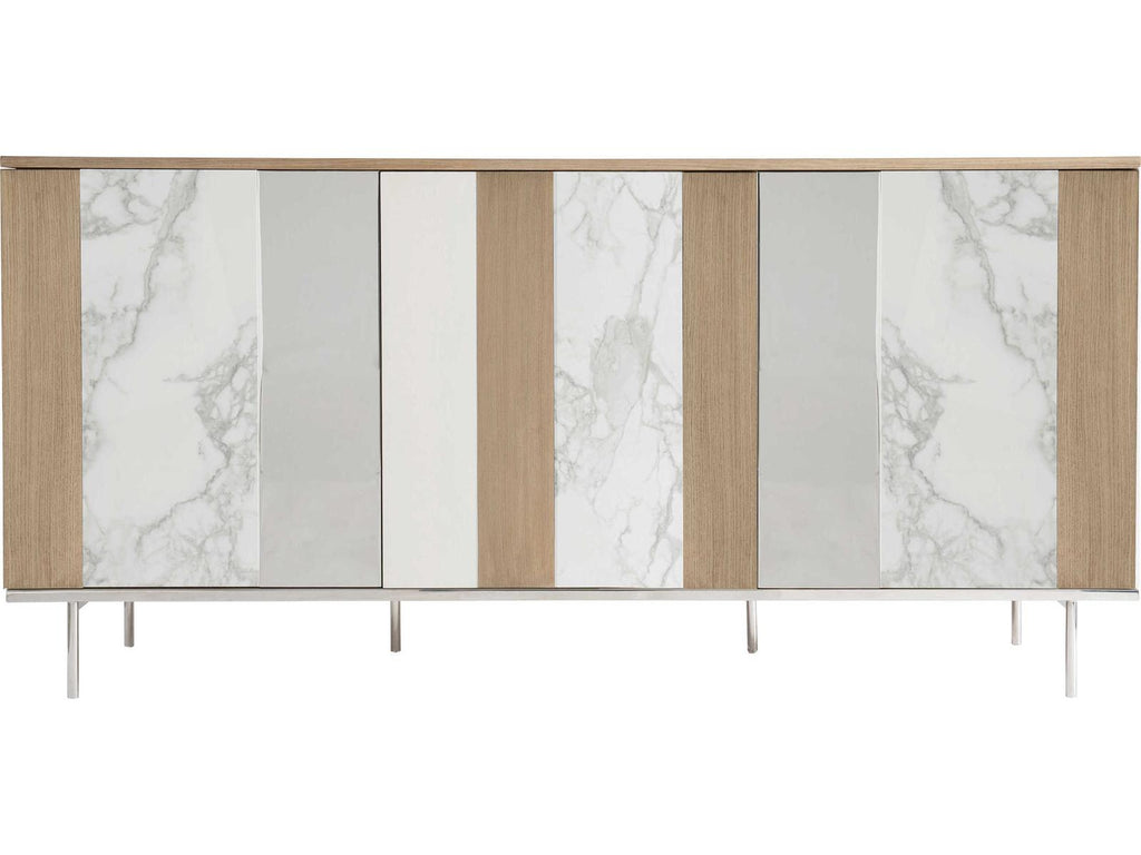 Modulum 3-Door Buffet Faux Marble Stainless Steel Sahara Finish