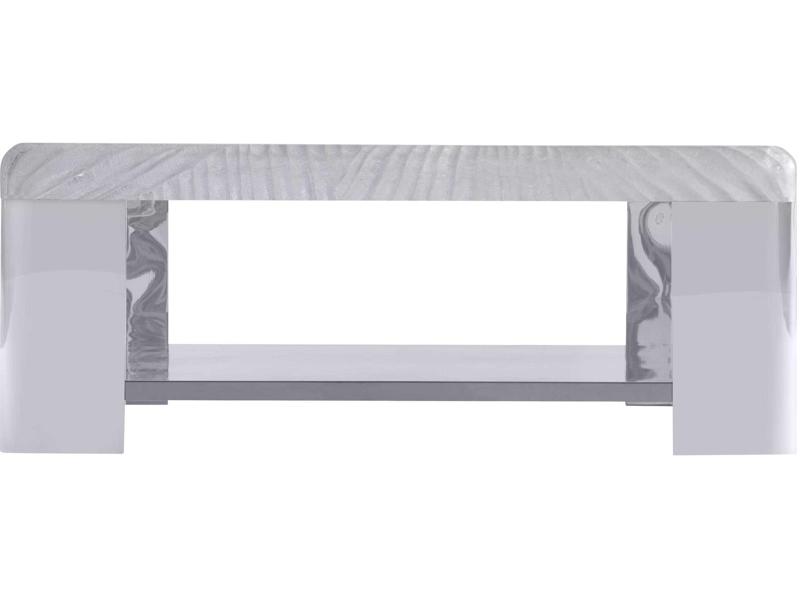 Aura Square Coffee Table with Patterned Acrylic Top and Polished Stainless Steel Frame