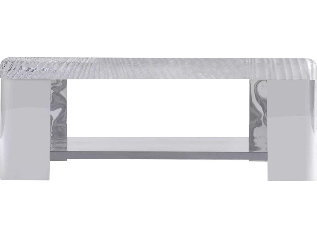 Aura Square Coffee Table with Patterned Acrylic Top and Polished Stainless Steel Frame