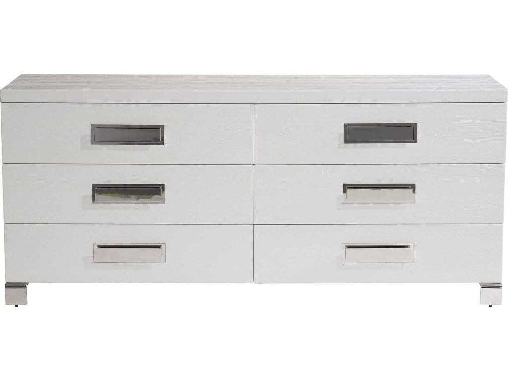 Coro 6-Drawer Dresser in Azucar Finish with Stainless Steel Accents