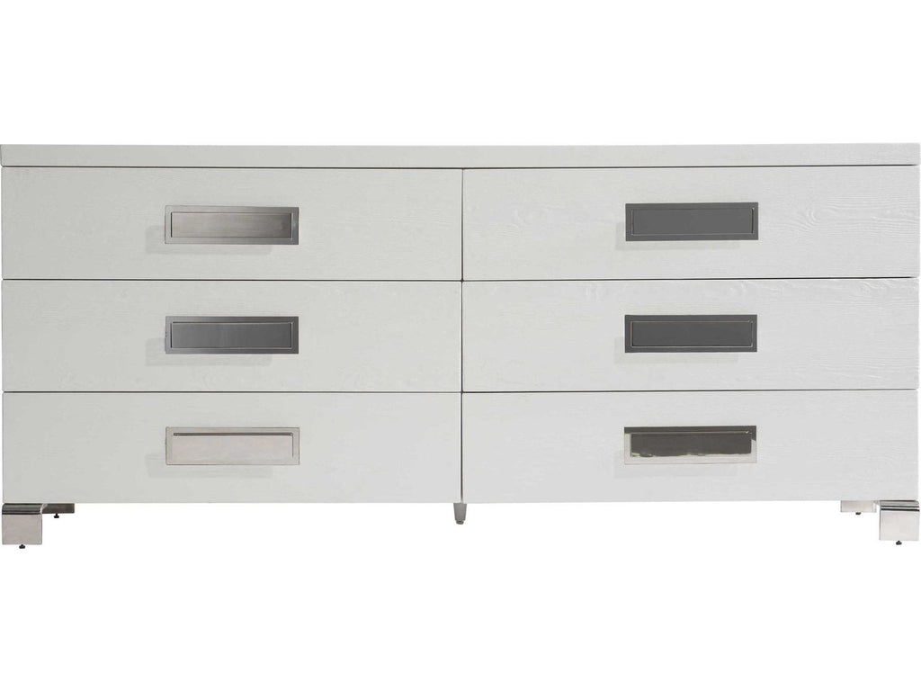 Coro 6-Drawer Dresser in Azucar Finish with Stainless Steel Accents