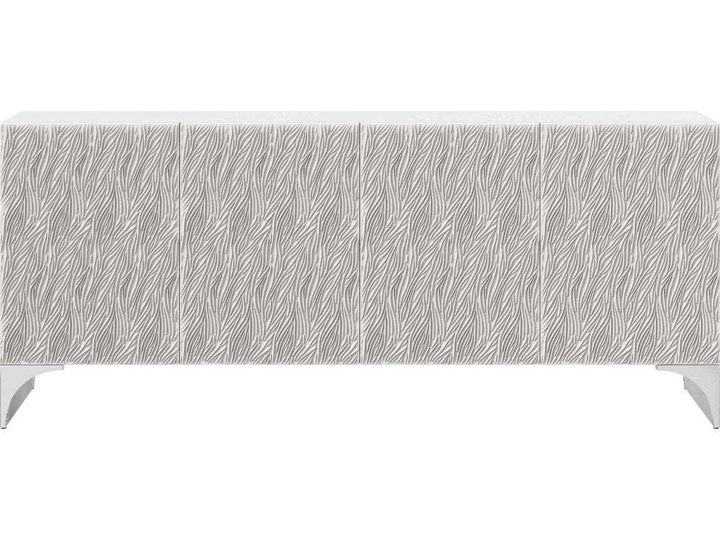 Stratum Entertainment Credenza Fossil Faux Stone and Polished Nickel
