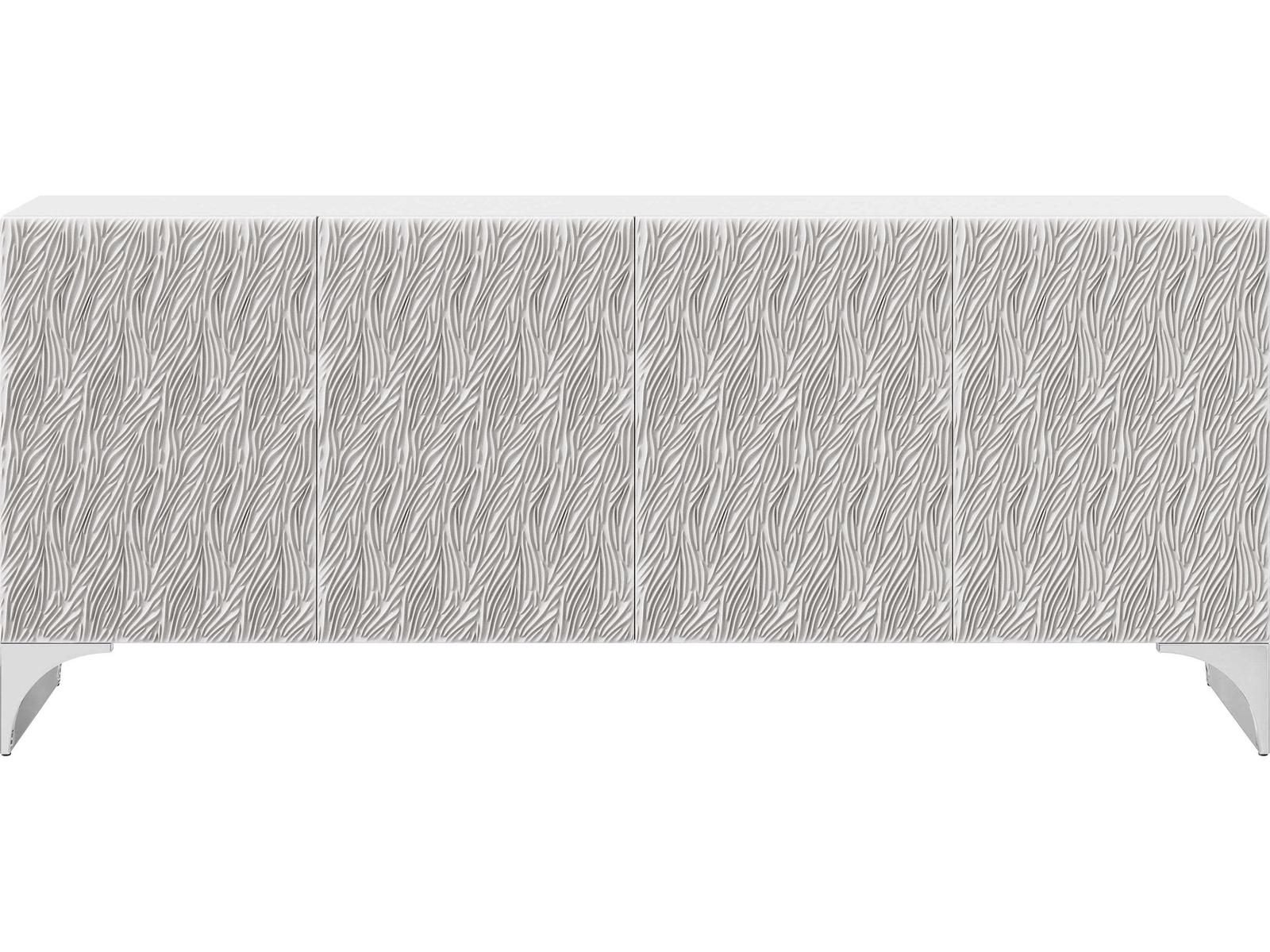 Stratum Entertainment Credenza Fossil Faux Stone and Polished Nickel