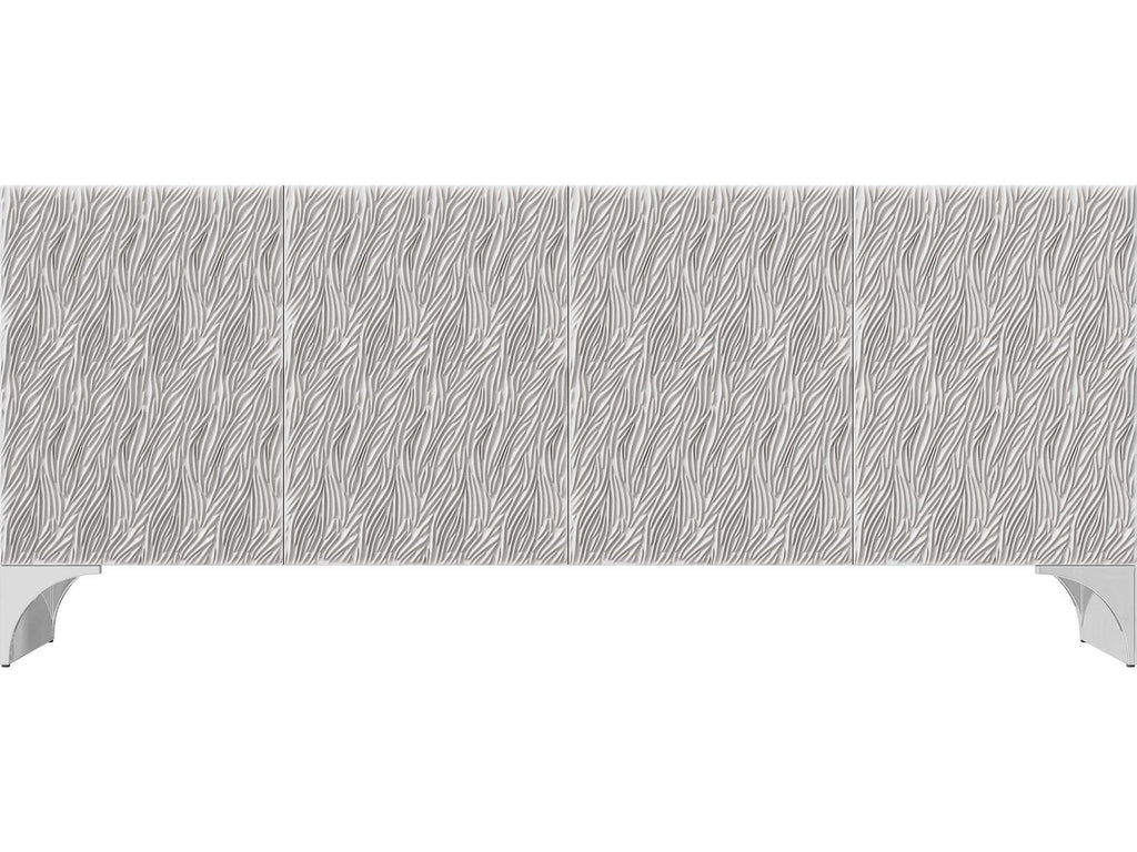 Stratum Entertainment Credenza Fossil Faux Stone and Polished Nickel