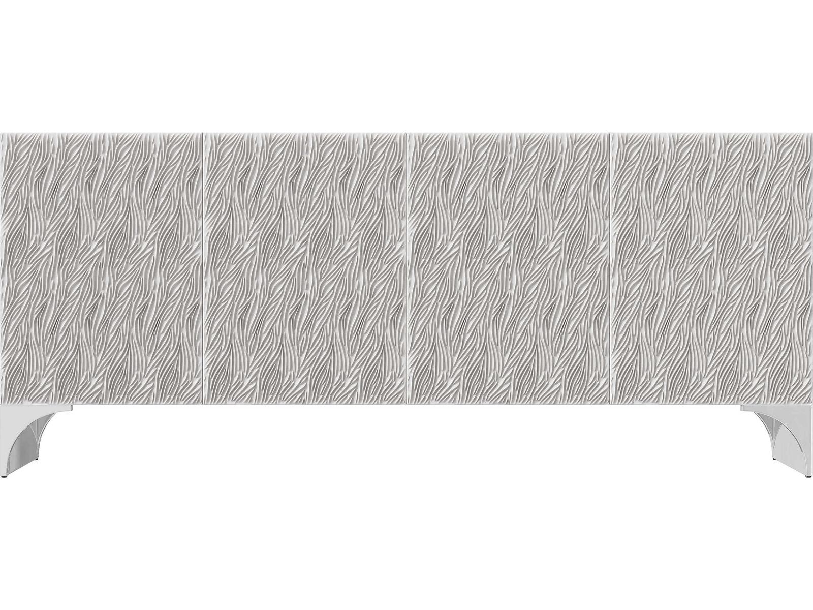 Stratum Entertainment Credenza Fossil Faux Stone and Polished Nickel