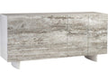 Sereno Walnut Wood and Silver Travertine Modern Buffet
