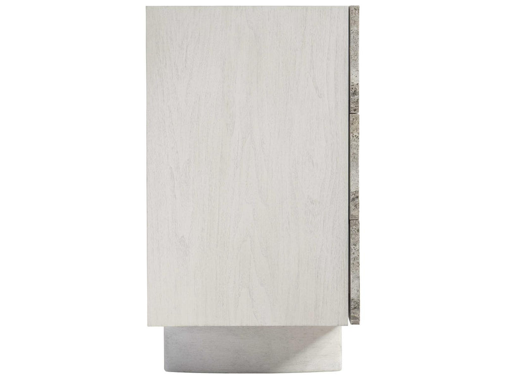 Sereno Walnut Wood and Silver Travertine Modern Buffet