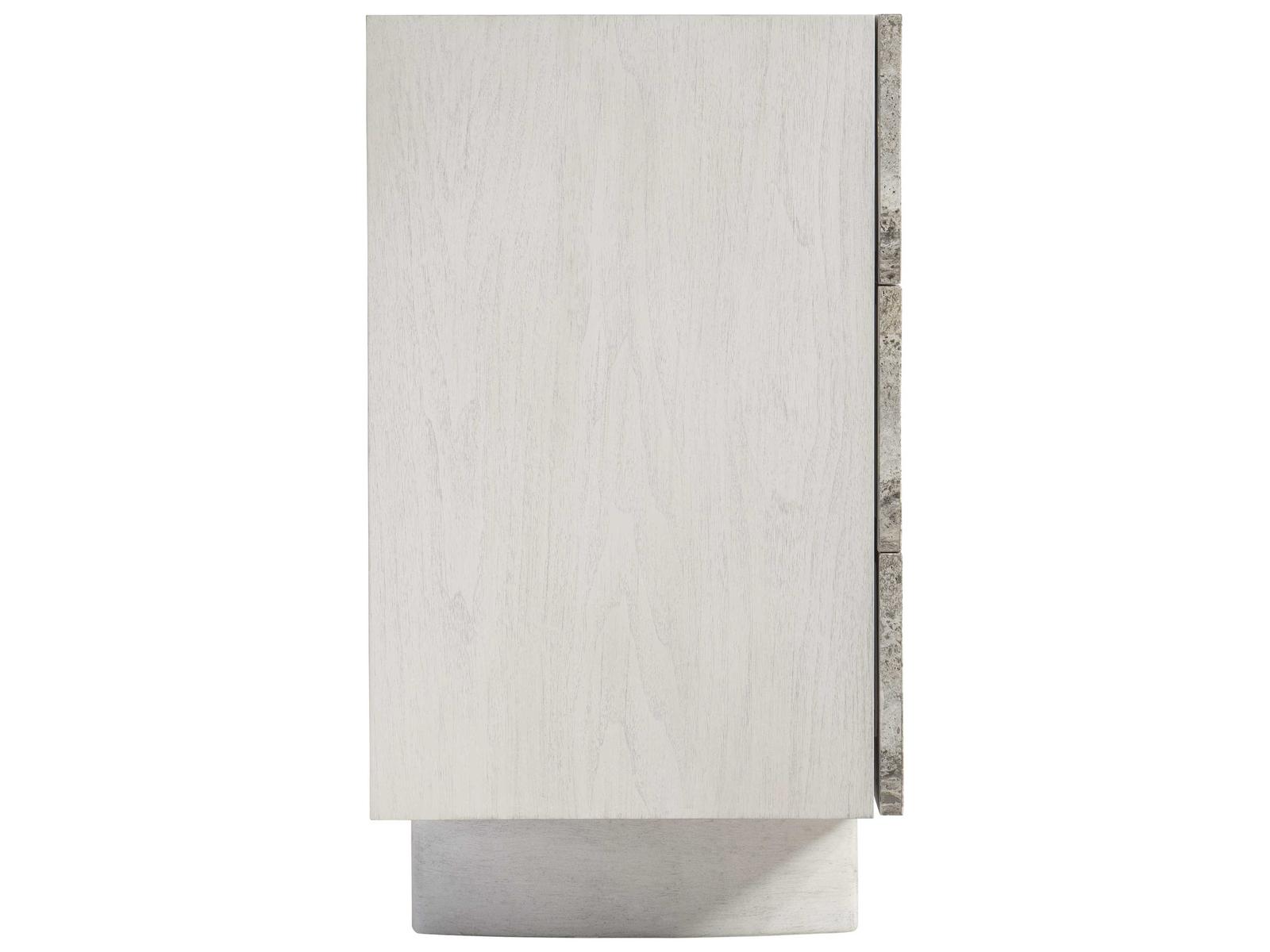 Sereno Walnut Wood and Silver Travertine Modern Buffet
