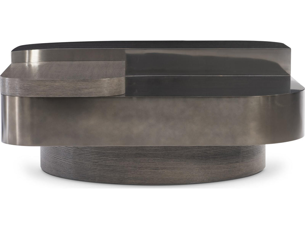Jacopo Square Coffee Table in Kona Wood and Bronze Metal