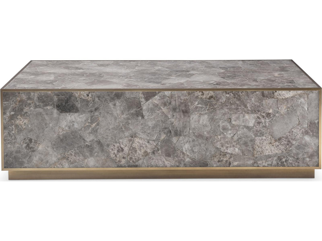 Interiors Tildon Rectangle Coffee Table in Aged Brass and Smoky Quartz
