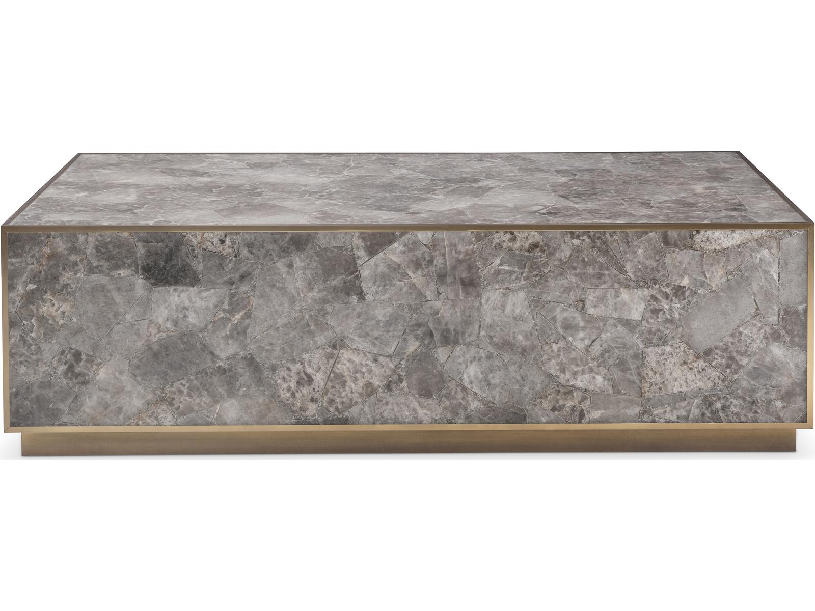 Interiors Tildon Rectangle Coffee Table in Aged Brass and Smoky Quartz