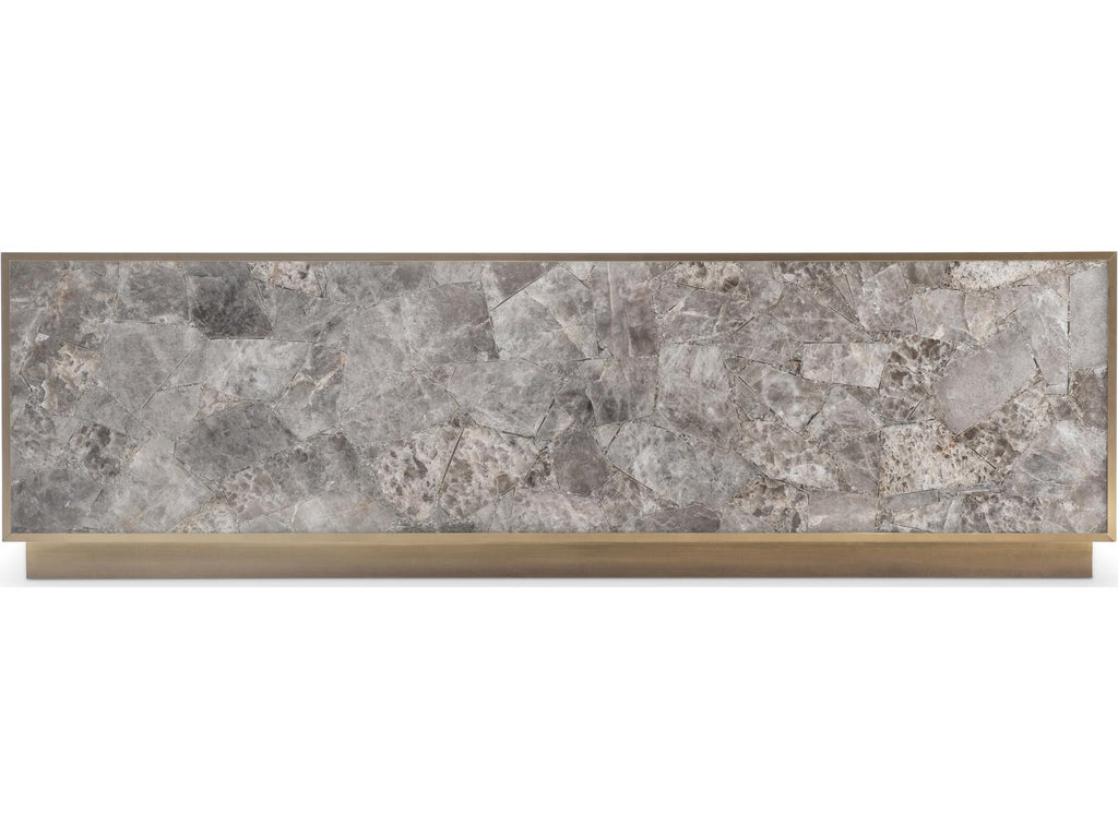 Interiors Tildon Rectangle Coffee Table in Aged Brass and Smoky Quartz