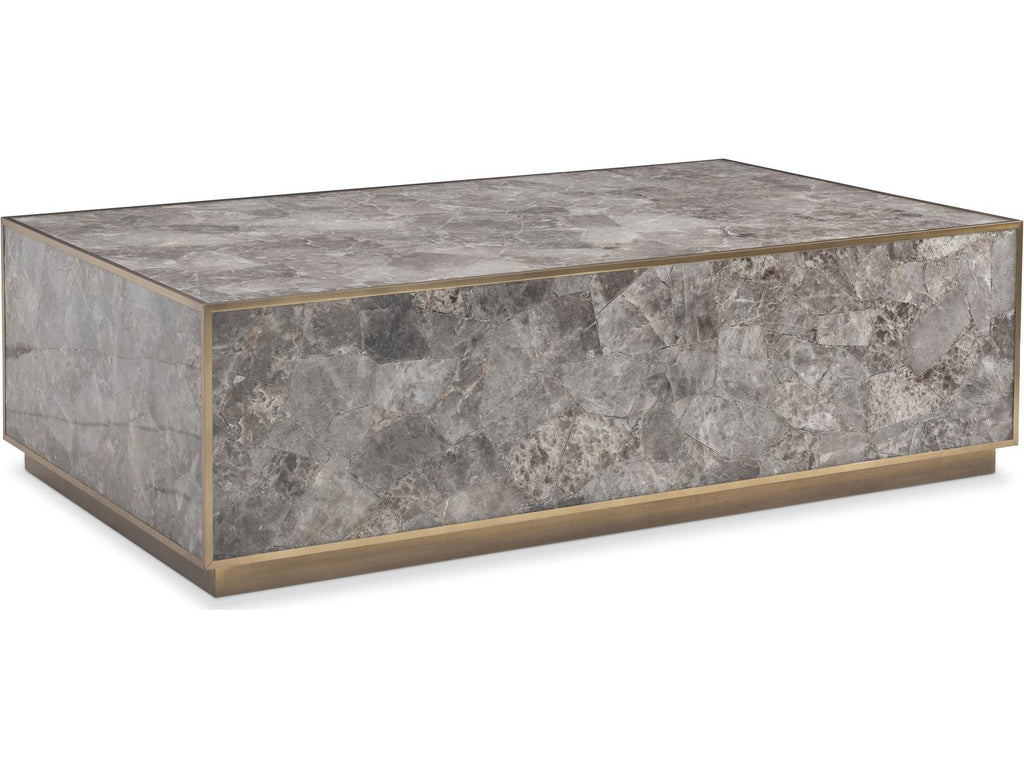 Interiors Tildon Rectangle Coffee Table in Aged Brass and Smoky Quartz